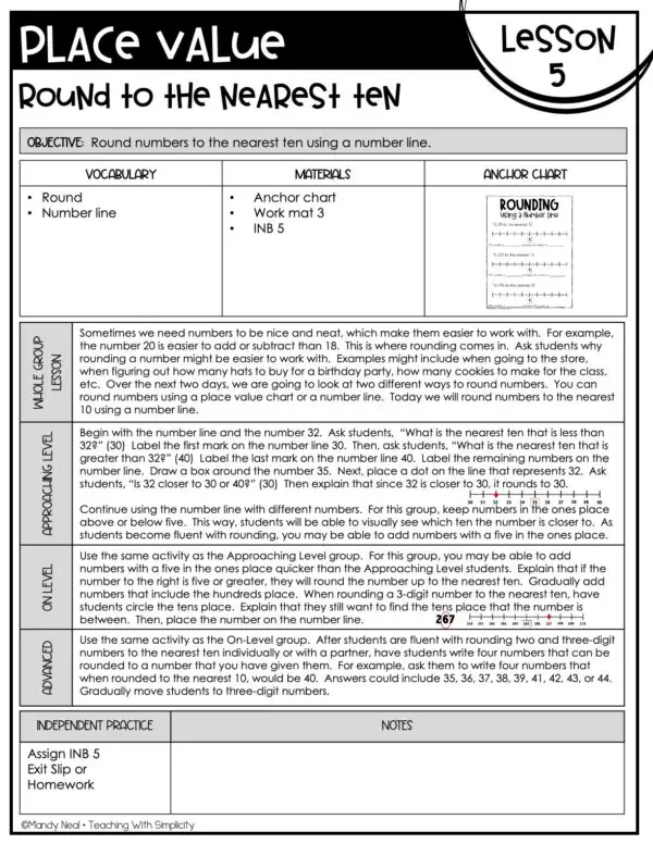 3rd Grade Rounding Using a Number Line Lesson 5