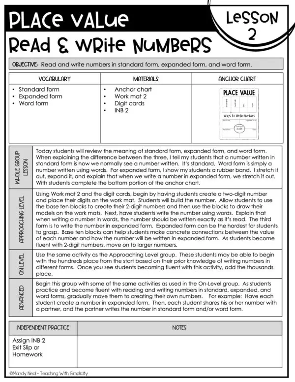 3rd Grade Place Value Lesson 2