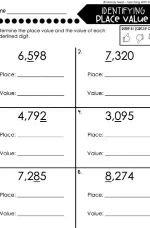 3rd Grade Place Value Worksheet - Place and Value of Digits 1