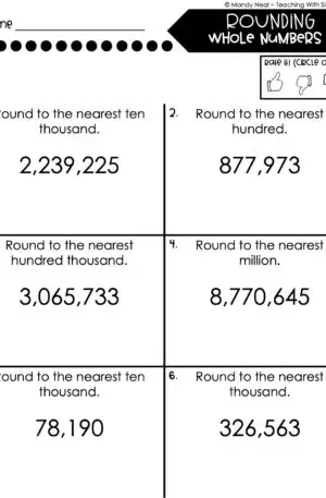 5th Grade Place Value Worksheet - Round Whole Numbers 2