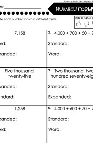 3rd Grade Place Value Worksheet - Number Forms 2