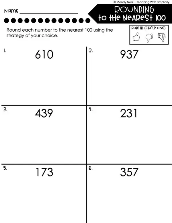 3rd Grade Place Value Worksheet - Rounding to Nearest Hundred 1