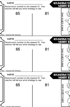 3rd Grade Place Value Exit Ticket-Round to the Nearest 10 1