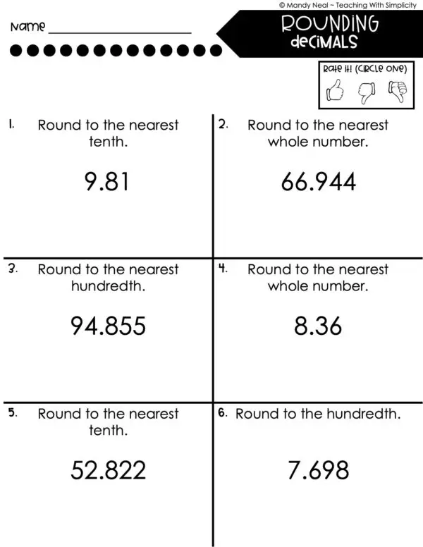 5th Grade Place Value Worksheet - Round Decimals 1