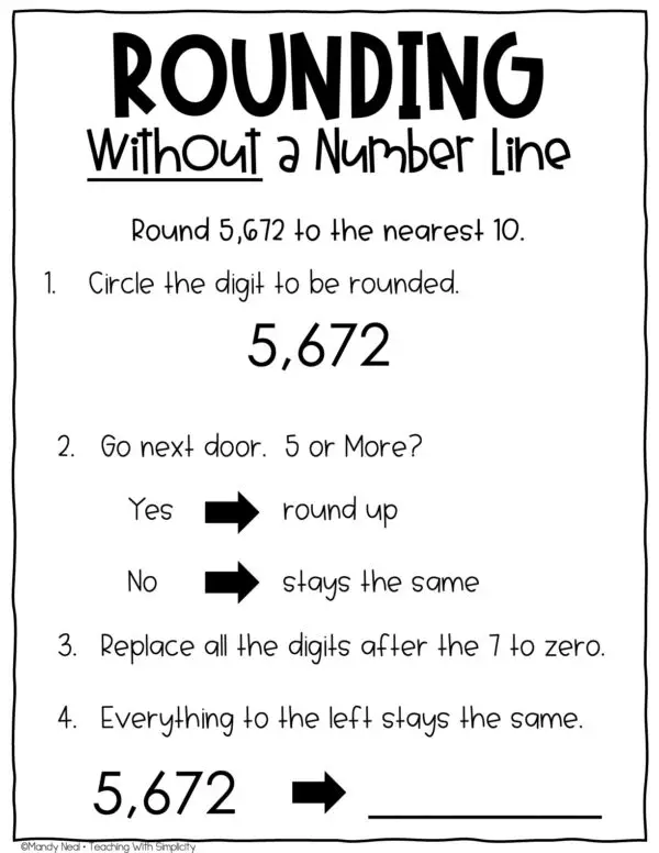 3rd Grade Rounding to the Nearest 10 Anchor Chart