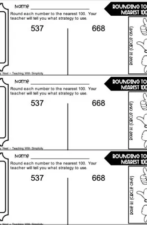 3rd Grade Place Value Exit Ticket-Round to the Nearest 100 1