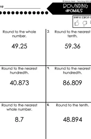 5th Grade Place Value Worksheet - Round Decimals 2