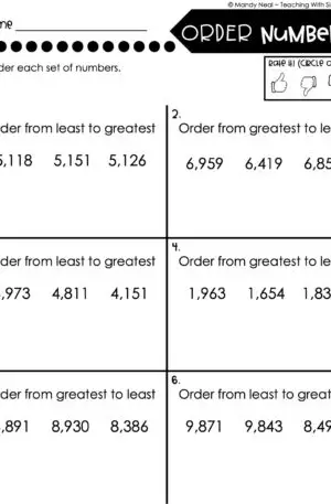 3rd Grade Place Value Worksheet - Order Numbers 2