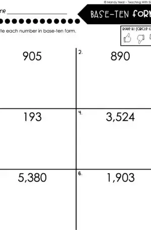 3rd Grade Place Value Worksheet - Write in Base Ten Form 1