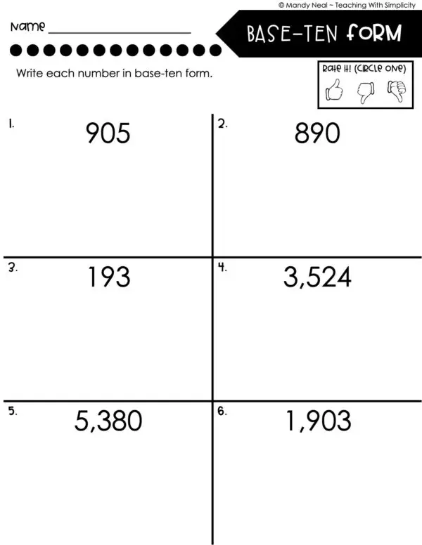 3rd Grade Place Value Worksheet - Write in Base Ten Form 1