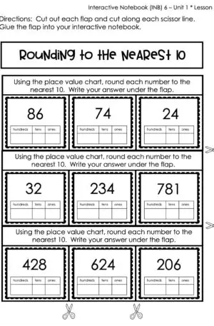 3rd Grade Rounding to the Nearest 10 Interactive Notebook