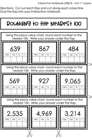 3rd Grade Rounding to the Nearest 100 Interactive Notebook