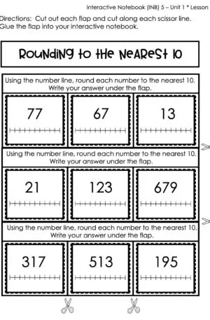 3rd Grade Rounding Using a Number Line Interactive Notebook