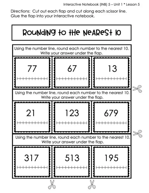 3rd Grade Rounding Using a Number Line Interactive Notebook