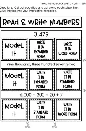 3rd Grade Place Value Read and Write Numbers Interactive Notebook