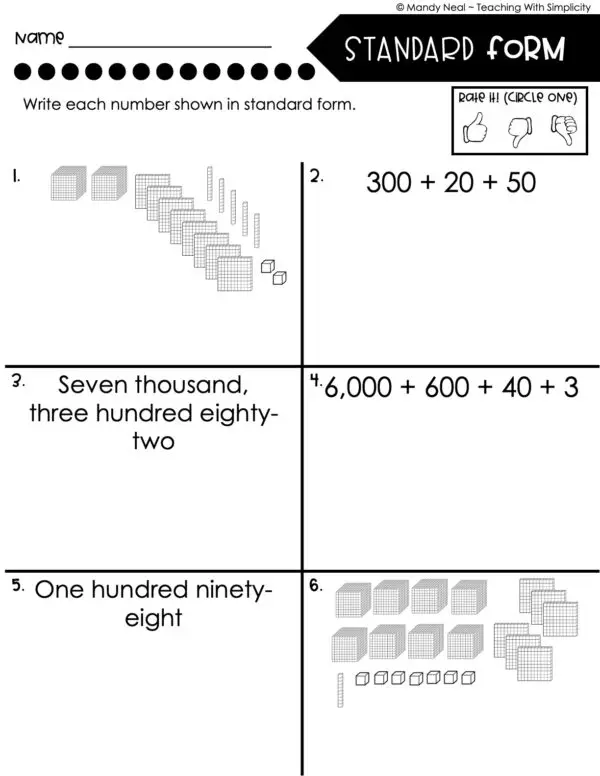 3rd Grade Place Value Worksheet - Write in Standard Form 1