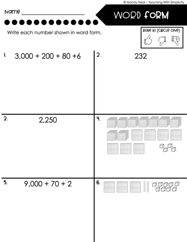 3rd Grade Place Value Worksheet - Write in Word Form 1