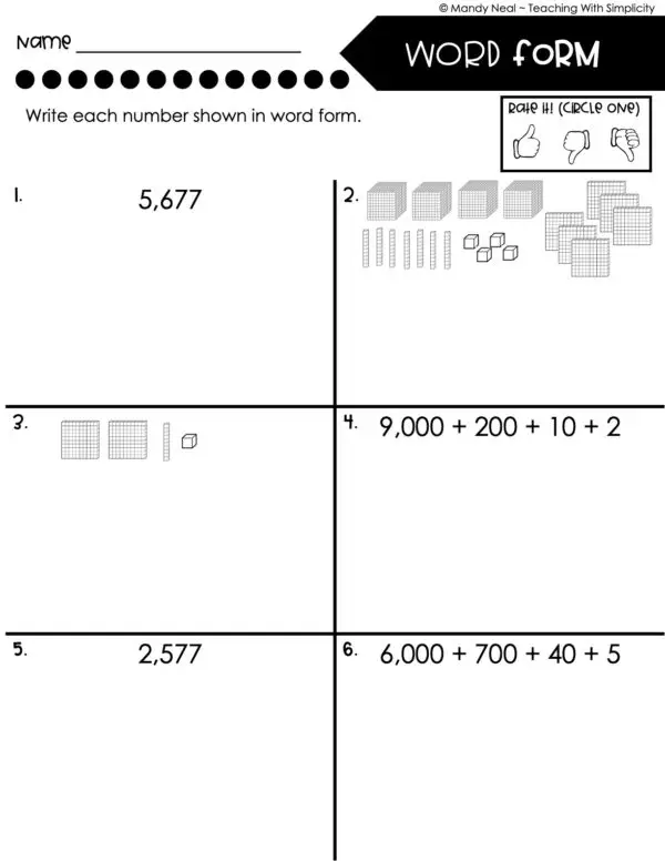 3rd Grade Place Value Worksheet - Write in Word Form 2