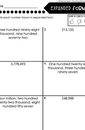 4th Grade Place Value Worksheet - Expanded Form 2