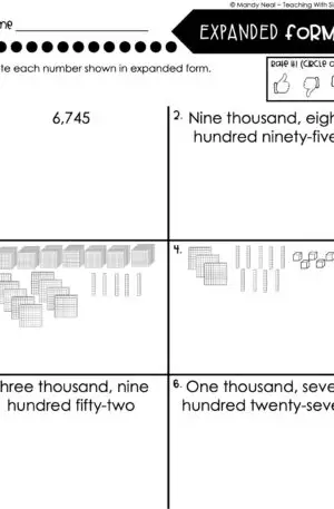 3rd Grade Place Value Worksheet - Write in Expanded Form 1