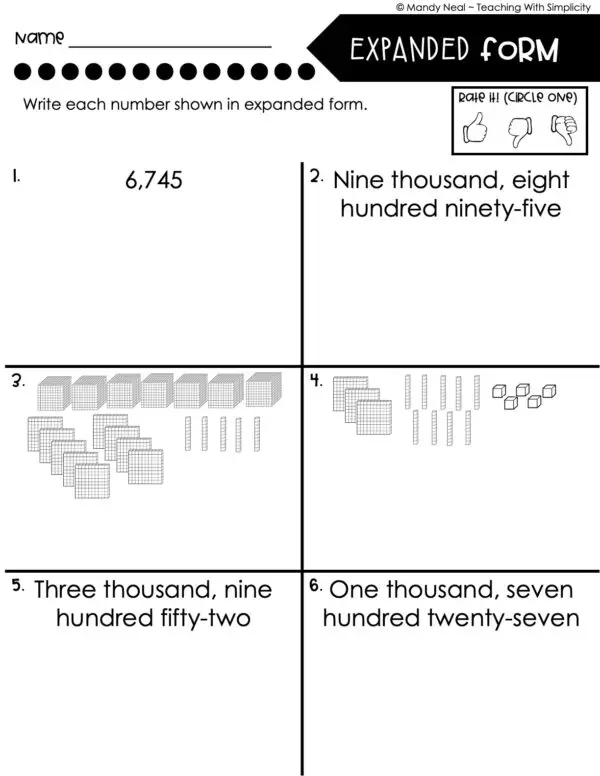 3rd Grade Place Value Worksheet - Write in Expanded Form 1