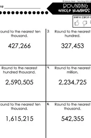 5th Grade Place Value Worksheet - Round Whole Numbers 1