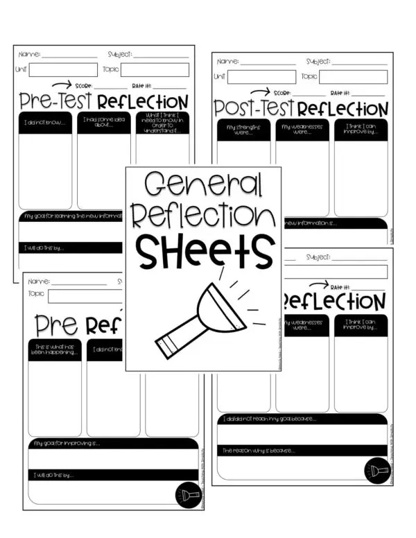 Student Data Notebook: General Reflection Sheets