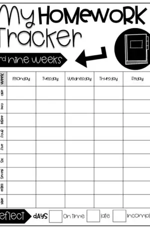 Student Data Notebook: Homework Tracker