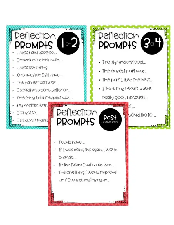 Student Data Notebook: Reflection Prompts (Color)