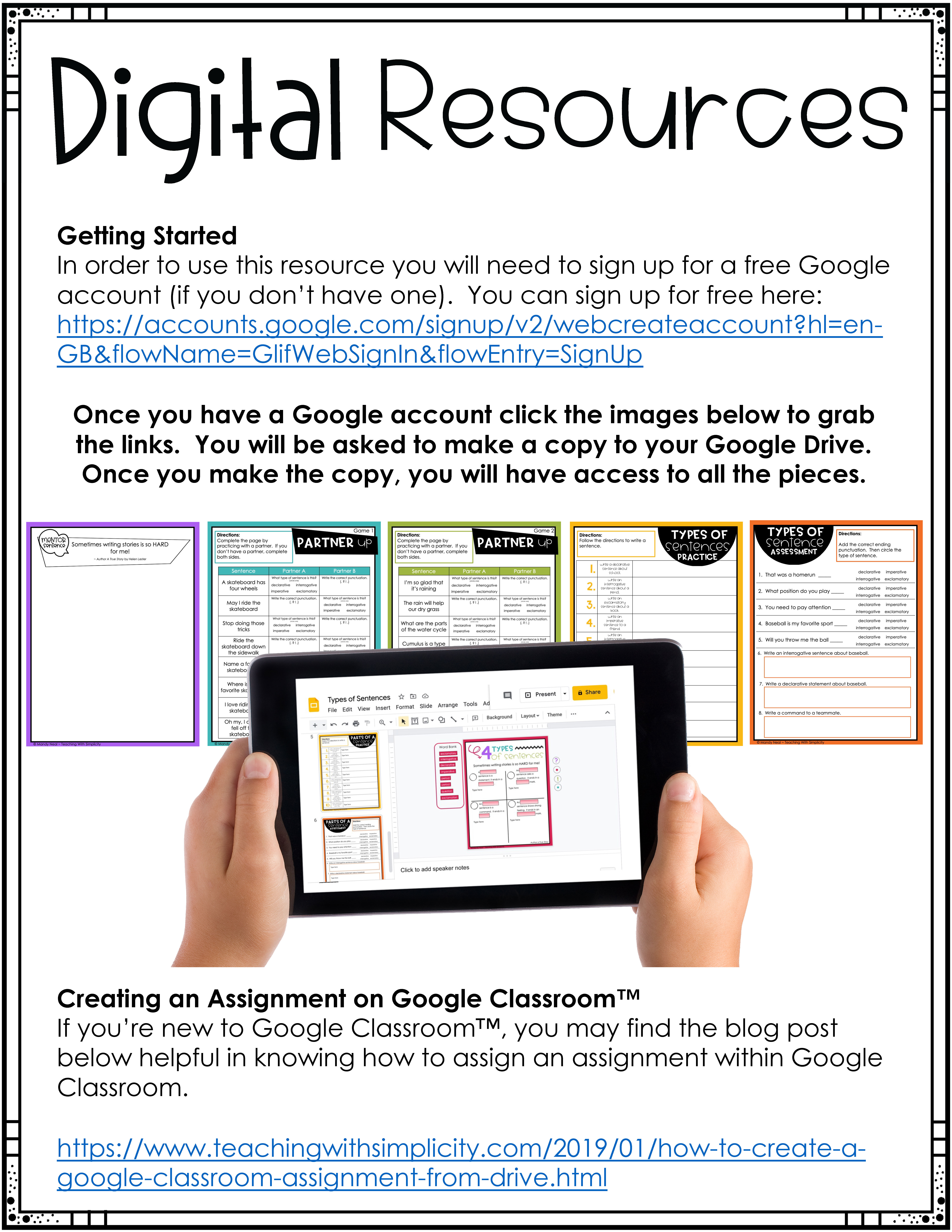 4th and 5th Grade Types of Sentences Digital Link