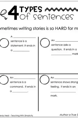 4th and 5th Grade Types of Sentences Anchor Chart