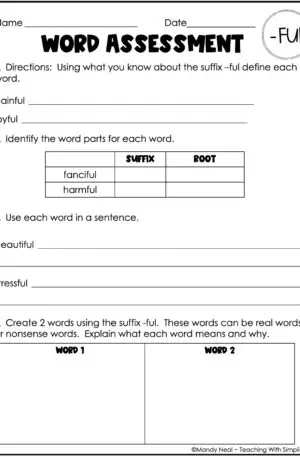 Morphology: -ful - Assessment