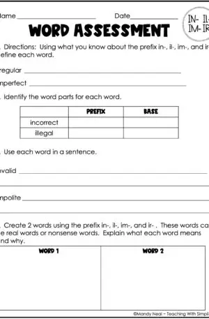 Morphology: in-/il-/im/ir – Assessment