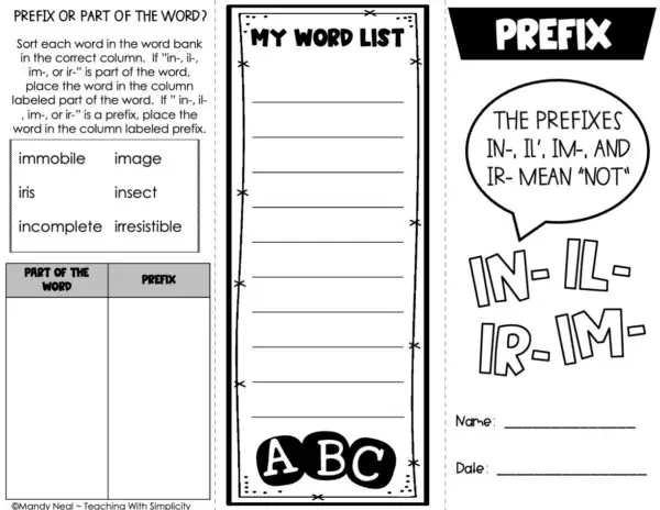 Morphology: in-/il-/im/ir – Interactive Notebook