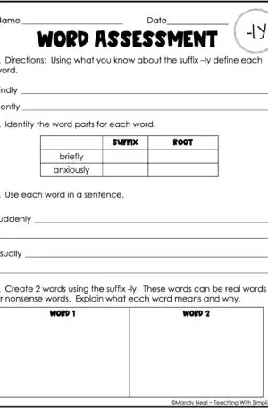 Morphology: -ly – Assessment