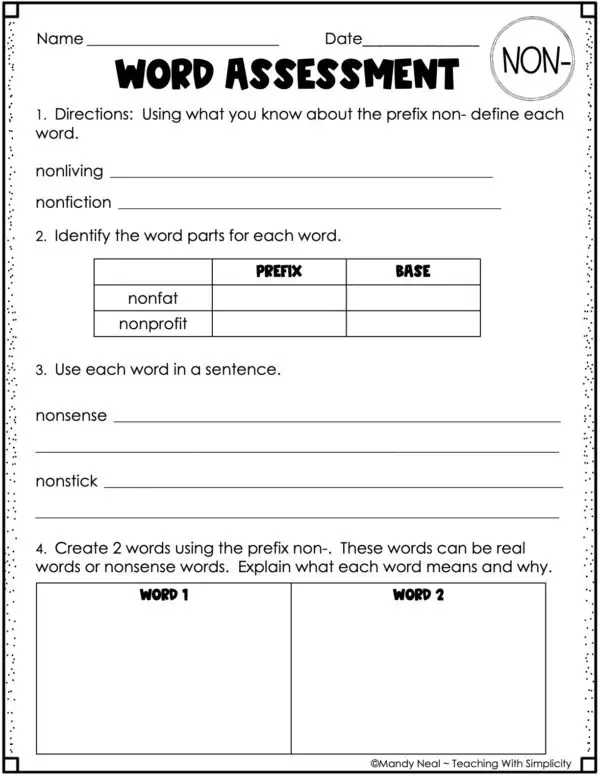 Morphology: non- – Assessment