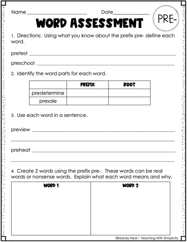 Morphology: pre- – Assessment