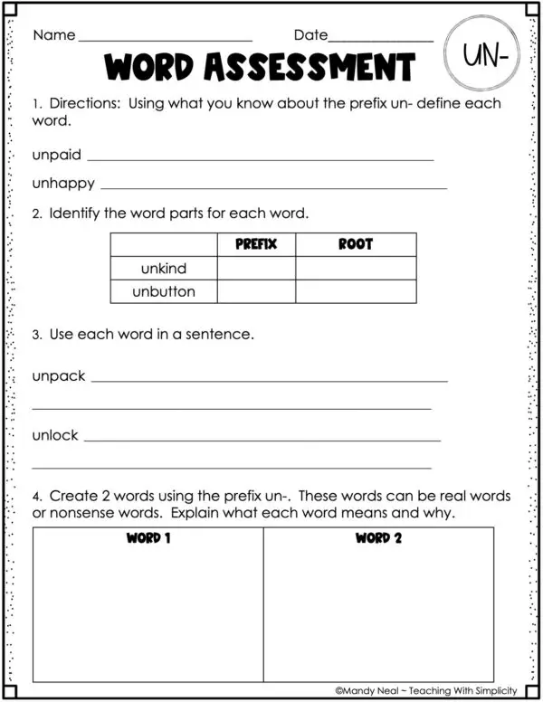 Morphology: un- – Assessment