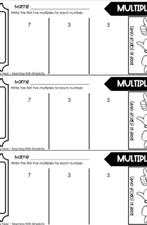 4th Grade Multiplication – Multiples Exit Ticket 1