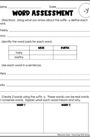 Morphology: -y – Assessment