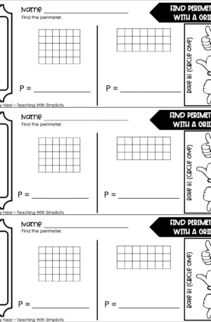 3rd Grade Area and Perimeter – Find Perimeter with a Grid Exit Ticket 2