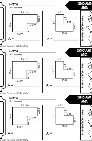 3rd Grade Area and Perimeter – Irregular Area Exit Ticket 1