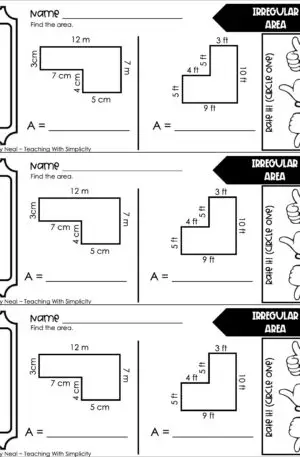 3rd Grade Area and Perimeter – Irregular Area Exit Ticket 2