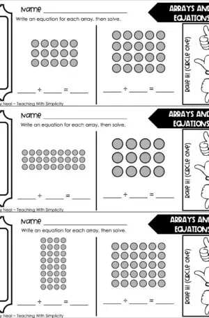 3rd Grade Division – Arrays and Equations Exit Ticket 1