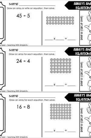 3rd Grade Division – Arrays and Equations Exit Ticket 3