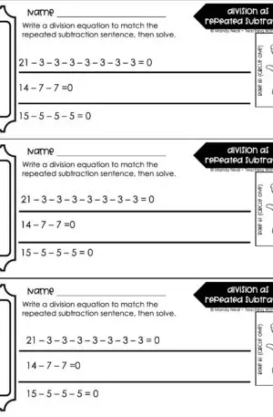 3rd Grade Division – Division as Repeated Subtraction Exit Ticket 1