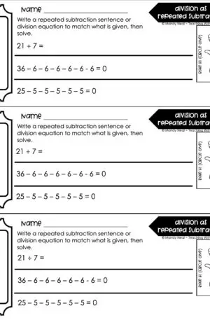 3rd Grade Division – Division as Repeated Subtraction Exit Ticket 3