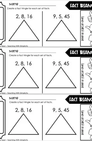 3rd Grade Division – Fact Triangles Exit Ticket 1