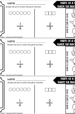 3rd Grade Fractions – Parts of a Set: Shade the Fraction Exit Ticket 2