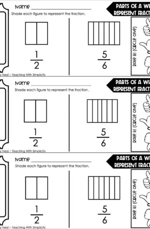 3rd Grade Fractions – Parts of a Whole: Represent Fractions Exit Ticket 2